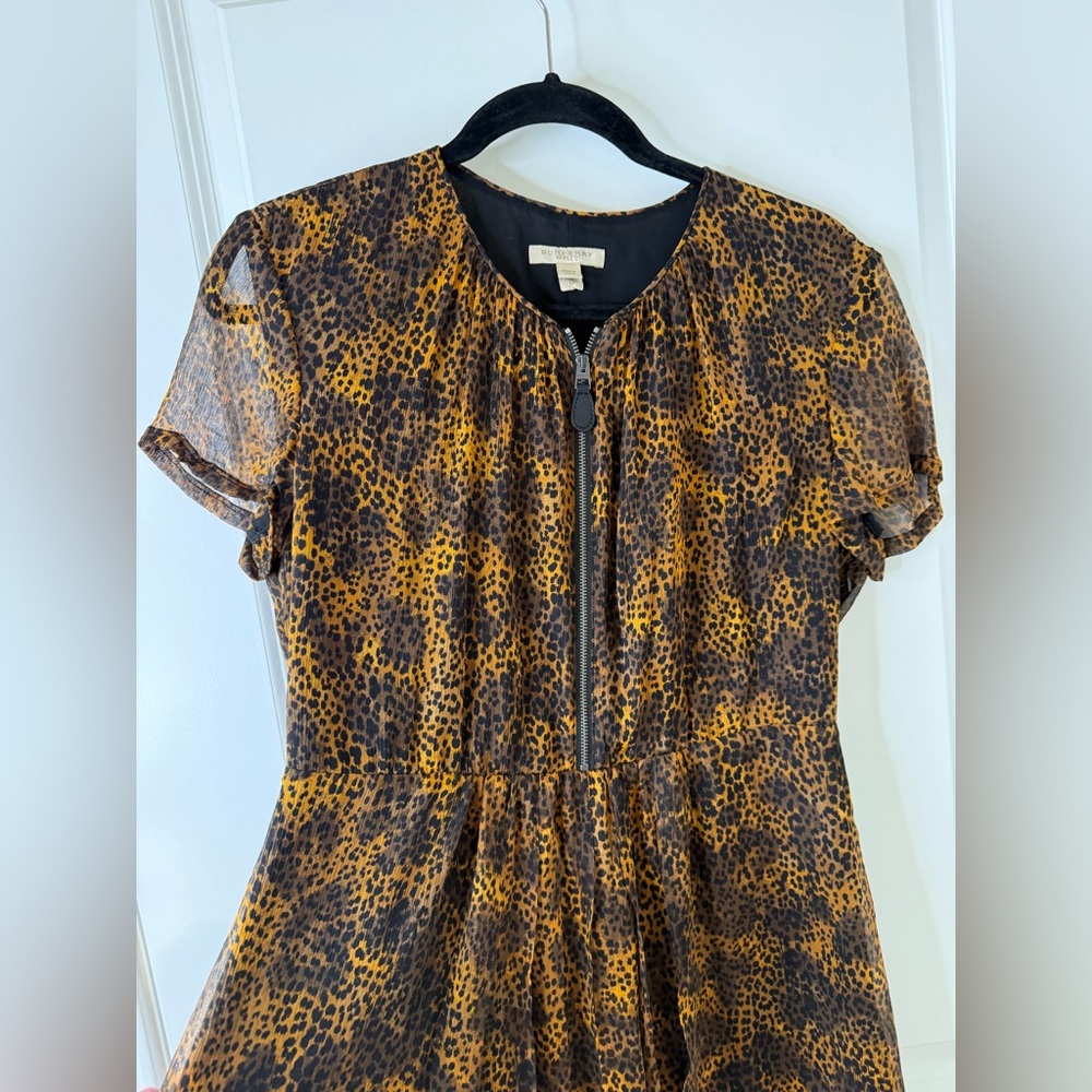 Burberry Brit Silk Cap Sleeve Dark Leopard Print Blouse Sz M - Picture 8 of 12